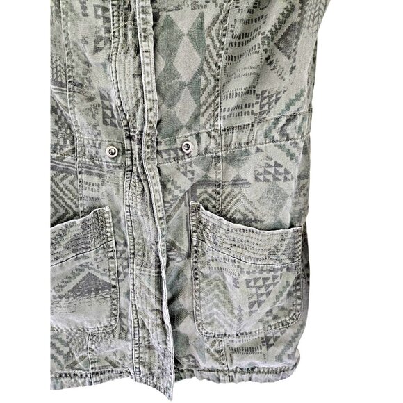 Mossimo Hooded Utility Jacket Women's Small Aztec Print Pockets Zip & Snap - Picture 5 of 7
